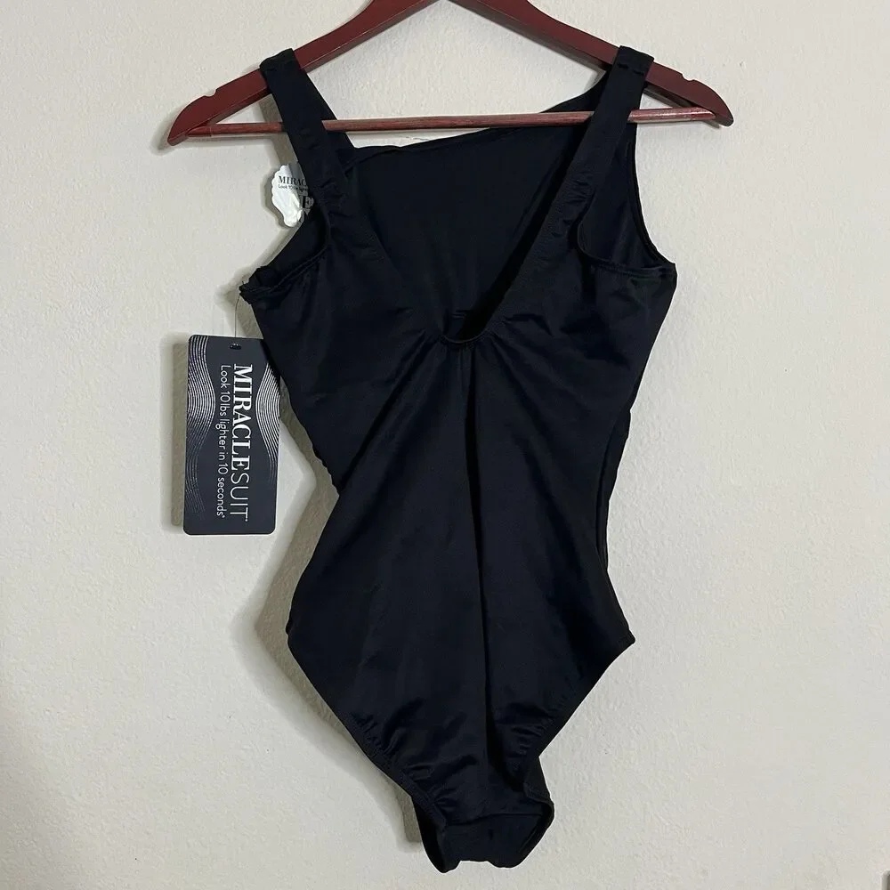 Miraclesuit Avra Rock Solid One Piece Black SZ 8 Slimming Swimsuit
